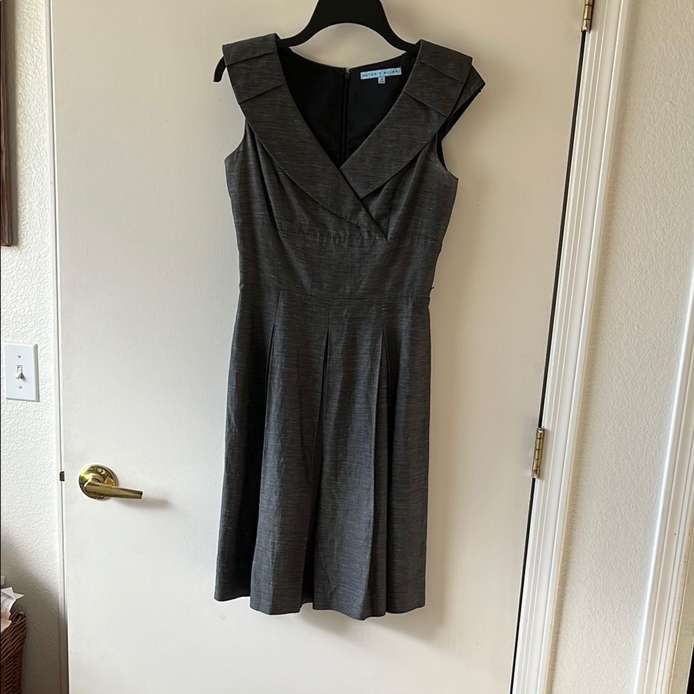ANTONIO MELANI Gray Sleeveless A-Line Midi Dress